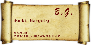 Berki Gergely névjegykártya